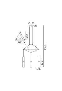 ПОЛИЛЕЙ LIGHTING 3XGU10 BRASS METALLIC 56X49XH150CM DA VINCI