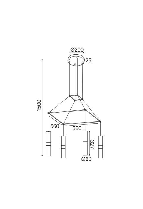 NETTO PENDANT LIGHTING 4XGU10 BRASS METALLIC 56X56XH150CM DA VINCI