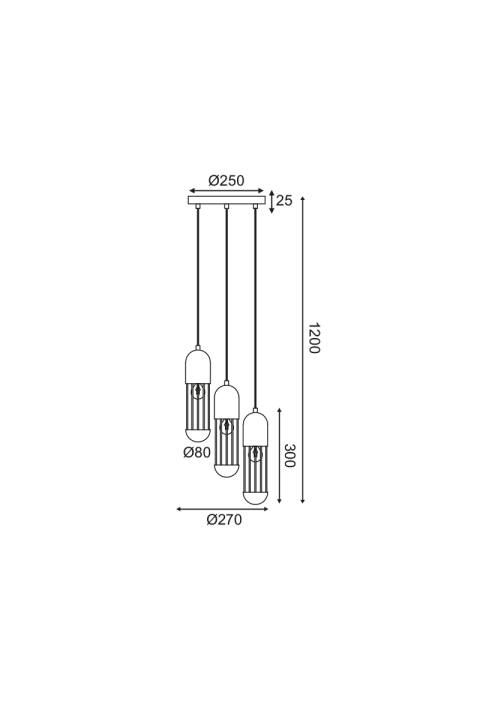PENDANT LIGHTING 3XE27 WHITE METALLIC D27XH120CM LAB