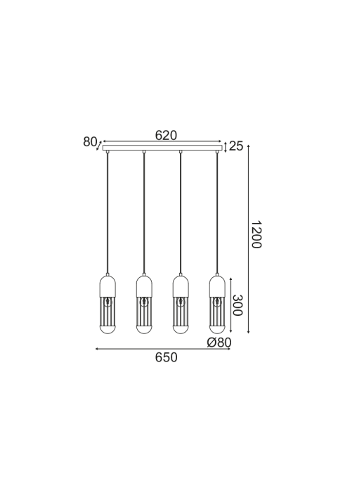 ПОЛИЛЕЙ LIGHTING 4ΧΕ27 WHITE METALLIC 65X8XH120CM LAB