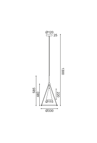 ПЕНДЕЛ  1ΧΕ27 ЧЕРНО+БЯЛО МЕТАЛНО + СТЪКЛО  D33XH130CM TEMPLE