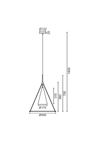 ПЕНДЕЛ 1ΧΕ27 ЧЕРНО+БЯЛО МЕТАЛНО + СТЪКЛО D50XH140CM TEMPLE