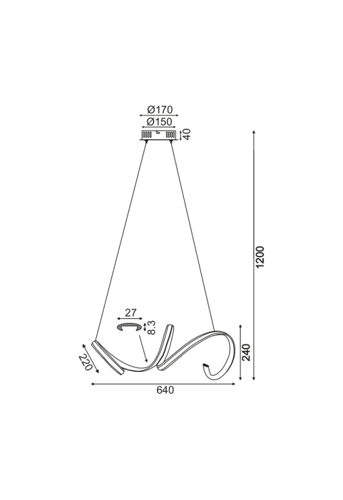 ПОЛИЛЕЙ ACA LIGHTING / LIGHTING LED 40W 3000K 2400LM CHROME ALUMINUM 64X22ΧΗ120CM CLEO