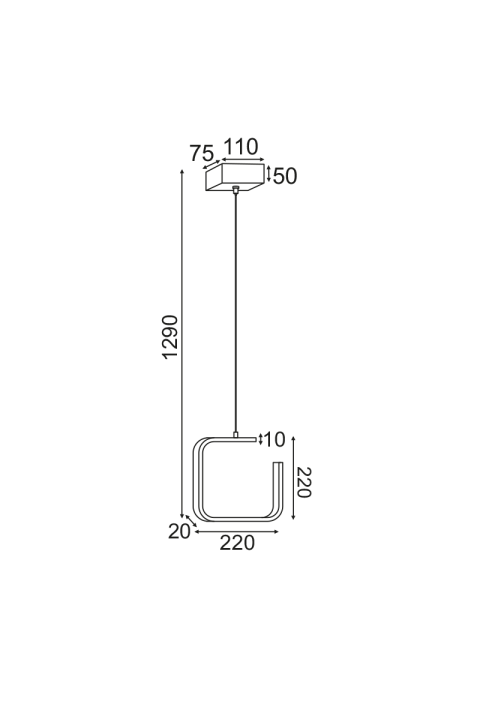 ПЕНДЕЛ ЛЕД 8W 3000K 780LM БЯЛО МЕТАЛНО 22X11XH129CM EUCLID1