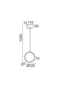 ПЕНДЕЛ ЛЕД 8W 3000K 750LM БЯЛО МЕТАЛНО 22X11XH129CM EUCLID3