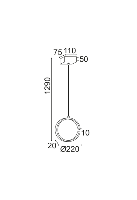 ПЕНДЕЛ ЛЕД 8W 3000K 750LM БЯЛО МЕТАЛНО 22X11XH129CM EUCLID3