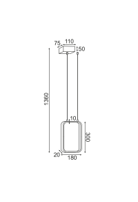 ПЕНДЕЛ ЛЕД 11W 3000K 1044LM БЯЛО МЕТАЛНО 18X11XH136CM SYMETRIA