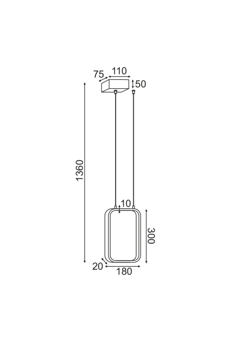 ПЕНДЕЛ ЛЕД 11W 3000K 1044LM ЧЕРНО МЕТАЛНО 18X11XH136CM SYMETRIA
