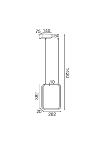 ПЕНДЕЛ ЛЕД 15W 3000K 1390LM БЯЛО МЕТАЛНО 26X14XH142CM SYMETRIA