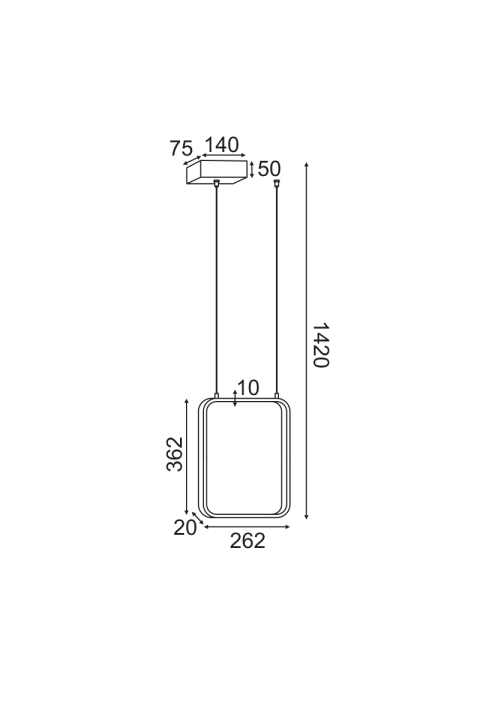 ПЕНДЕЛ ЛЕД  15W 3000K 1390LM ЧЕРНО МЕТАЛНО 26X14XH142CM SYMETRIA