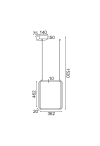 ПЕНДЕЛ ЛЕД 19W 3000K 1820LM ЧЕРНО МЕТАЛНО 36X14XH1520CM SYMETRIA