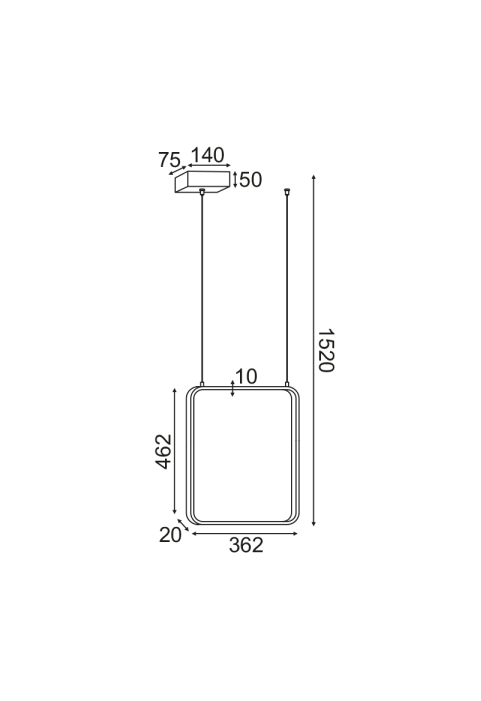 ПЕНДЕЛ ЛЕД 19W 3000K 1820LM ЧЕРНО МЕТАЛНО 36X14XH1520CM SYMETRIA