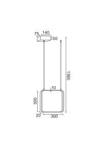 ПЕНДЕЛ ЛЕД 14W 3000K 1330LM БЯЛО МЕТАЛНО  30X14XH136CM SYMETRIA