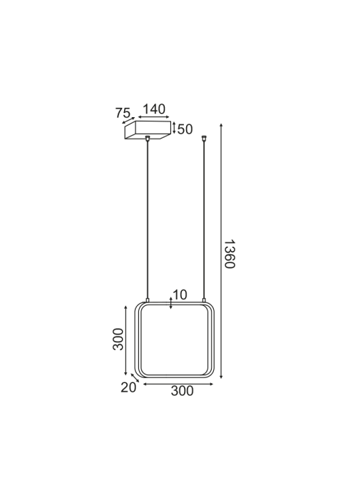ПЕНДЕЛ ЛЕД 14W 3000K 1330LM БЯЛО МЕТАЛНО  30X14XH136CM SYMETRIA