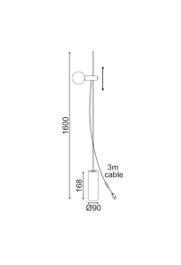 ЛАМПИОН 1XE14 БЯЛО МРАМУР+МЕТАЛ D9XH160CM HERA