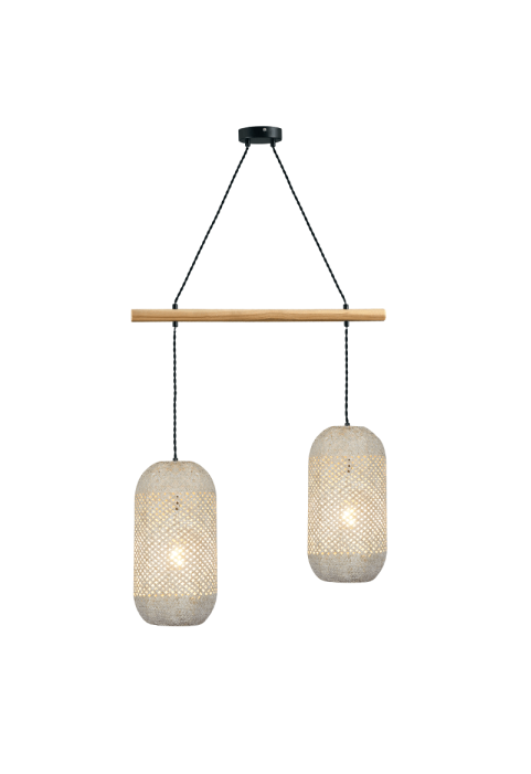 ПОЛИЛЕЙ ACA LIGHTING  / 2X27 RATTAN+WOOD 60X20XH120CM COCONUT