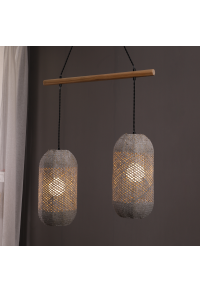 ПОЛИЛЕЙ ACA LIGHTING  / 2X27 RATTAN+WOOD 60X20XH120CM COCONUT