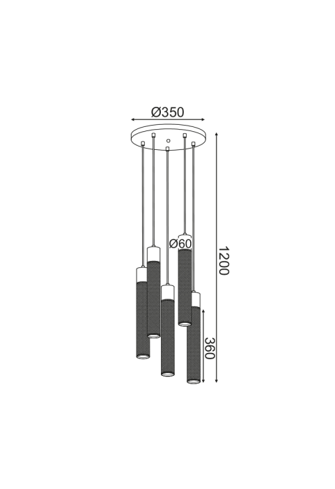 ПОЛИЛЕЙ 5ΧΕ27 ЧЕРНО МЕТАЛНО  D35XH120CM ALCATRAZ