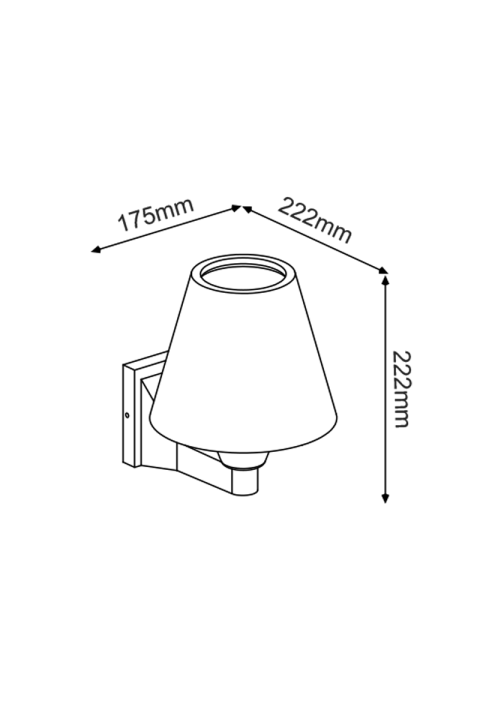 ^E27 WALL LUMINAIRE 230V AC DARK GREY IP65 MAX.15W LED LAMP