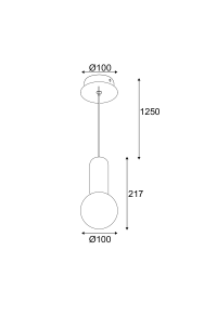 ПЕНДЕЛ 1ΧG9 СИВ ЦИМЕНТ+БЯЛО СТЪКЛО D100XH120CM VENUS