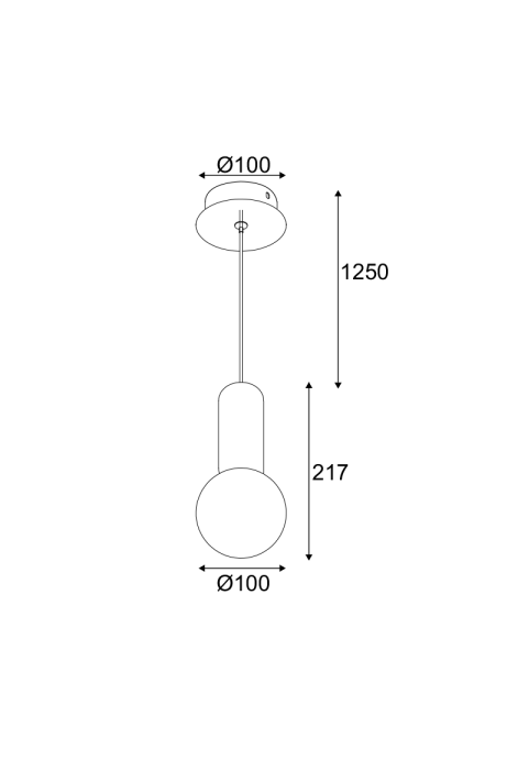 ПЕНДЕЛ 1ΧG9 СИВ ЦИМЕНТ+БЯЛО СТЪКЛО D100XH120CM VENUS