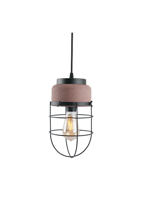 NETTO PENDANT LIGHTING 1XE27 RED CEMENT+ BLACK METAL D16XH120CM EPOQUE