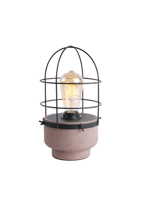 NETTO TABLE LIGHTING 1XE27 RED CEMENT+ BLACK METAL D16XH29CM EPOQUE