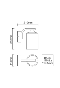 ^E27 WALL LUMINAIRE 230V AC DARK GREY IP54 MAX.60W