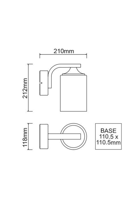 ^E27 WALL LUMINAIRE 230V AC DARK GREY IP54 MAX.60W