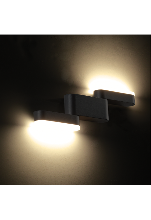 LED SMD WALL LUMINAIRE 9W 480LM 110° 230V AC 3.000K DARK GREY CRI80 IP54 30.000HRS