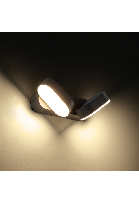 LED SMD WALL LUMINAIRE 13W 630LM 100° 230V AC 3.000K DARK GREY CRI80 IP54 30.000HRS