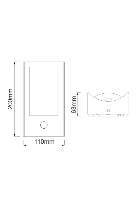 LED SMD WALL SENSOR LUMINAIRE 7W 350LM 170° 230V AC 3.000K DARK GREY CRI80 IP54 30.000HRS