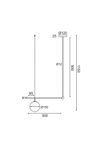  ПОЛИЛЕЙ ACA LIGHTIG 1ΧΕ27 МЕТАЛНА + ОПАЛ СТЪКЛО 56X15XH115CM 
