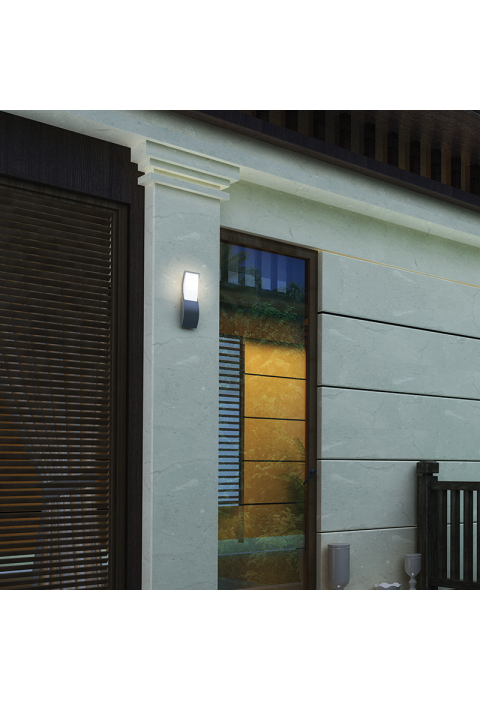 LED SMD WALL LUMINAIRE 7W 520LM 120° 230V AC 3.000K DARK GREY CRI80 IP65 30.000HRS