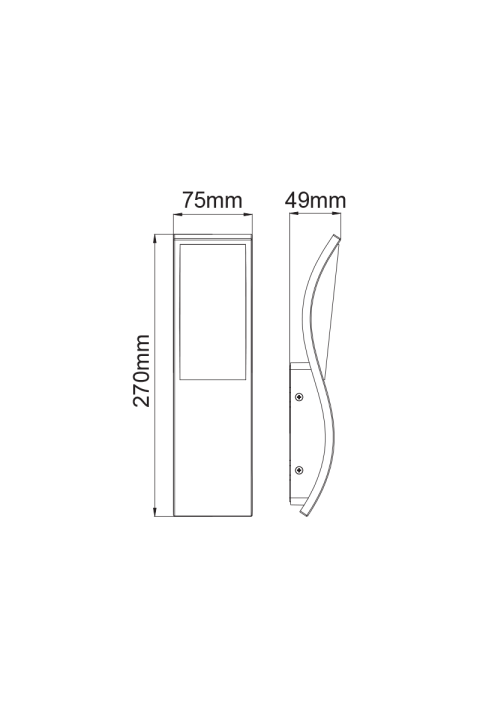 LED SMD WALL LUMINAIRE 7W 520LM 120° 230V AC 3.000K DARK GREY CRI80 IP65 30.000HRS