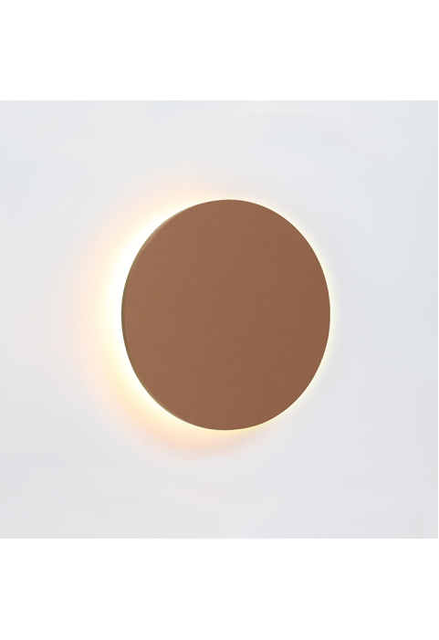 АПЛИК ЛЕД 0W 3000Κ 800LM СВЕТЛА.КАФЯВА КОЖА MDF КРЪГ Φ22ΧΗ3,6CM ECLIPSE