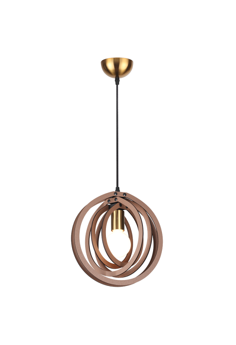 ПЕНДЕЛ 1ΧΕ27 СВЕТЛА.КАФЯВА КОЖА MDF D29XH100CM TRITON
