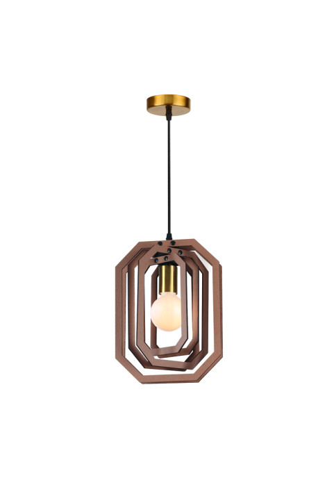 ПЕНДЕЛ  1ΧΕ27 СВЕТЛА.КАФЯВА КОЖА MDF D24XH100CM TRITON