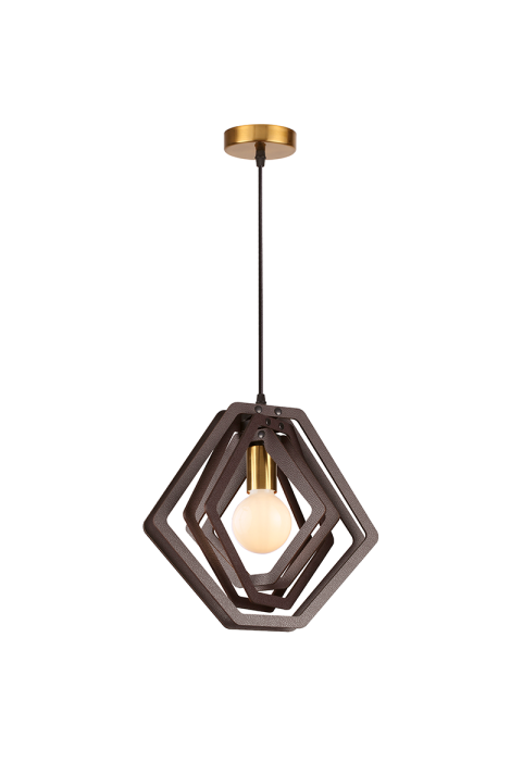 ПЕНДЕЛ 1ΧΕ27 ТЪМНА.КАФЯВА КОЖА MDF D34XH100CM TRITON