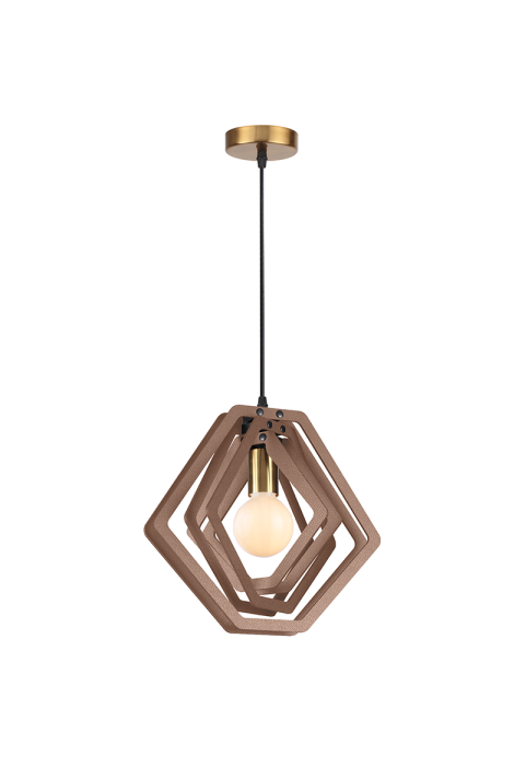 ПЕНДЕЛ  1ΧΕ27 СВЕТЛА.КАФЯВА КОЖА MDF D34XH100CM TRITON