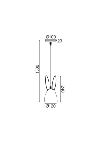 ДЕТСКИ ПЕНДЕЛ 1ΧΕ27 РОЗОВО МЕТАЛНО  D12XH100CM BUNNY