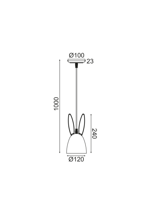 ДЕТСКИ ПЕНДЕЛ 1ΧΕ27 РОЗОВО МЕТАЛНО  D12XH100CM BUNNY