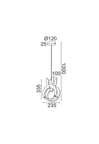 ДЕТСКИ ПЕНДЕЛ ЛЕД  1ΧΕ27 ЗАЕК  MDF 24X10XH100CM FARMA