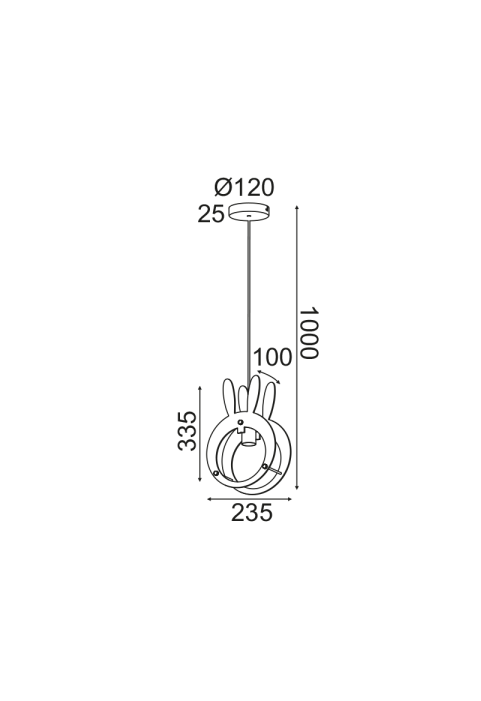 ДЕТСКИ ПЕНДЕЛ ЛЕД  1ΧΕ27 ЗАЕК  MDF 24X10XH100CM FARMA