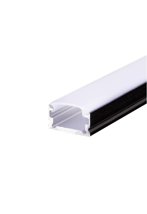 BLACK MICRO ALUMINUM PROFILE WITH OPAL PC DIFFUSER 2m/pc