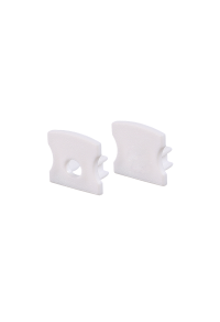 SET OF WHITE PLASTIC END CAPS FOR PROFILE P113, 1 WITHOUT HOLE & 1 WITH HOLE