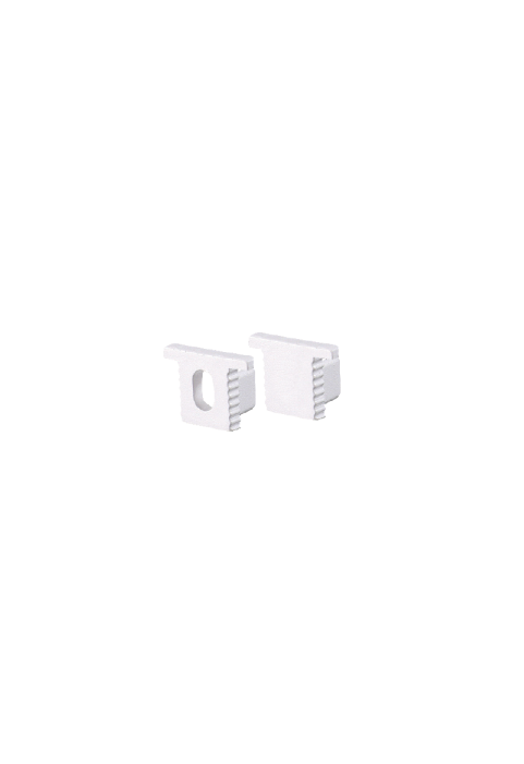 SET OF WHITE PLASTIC END CAPS FOR P189 1PC WITH HOLE & 1PC WITHOUT HOLE