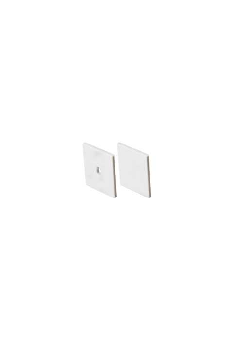 SET OF WHITE PLASTIC END CAPS FOR PROFILE P132, 1 WITHOUT HOLE & 1 WITH HOLE