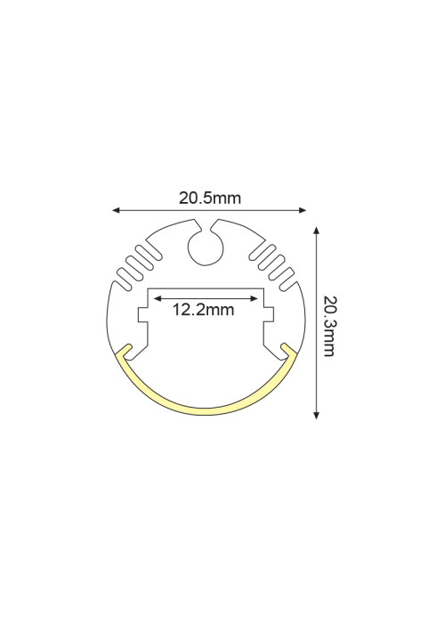 CIRC ALUMINUM PROFILE P8N WITH OPAL DIFFUSER 2m/pc