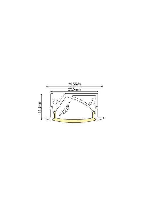 LEVI ALUMINUM PROFILE P191 WITH OPAL PC DIFFUSER 2m/pc